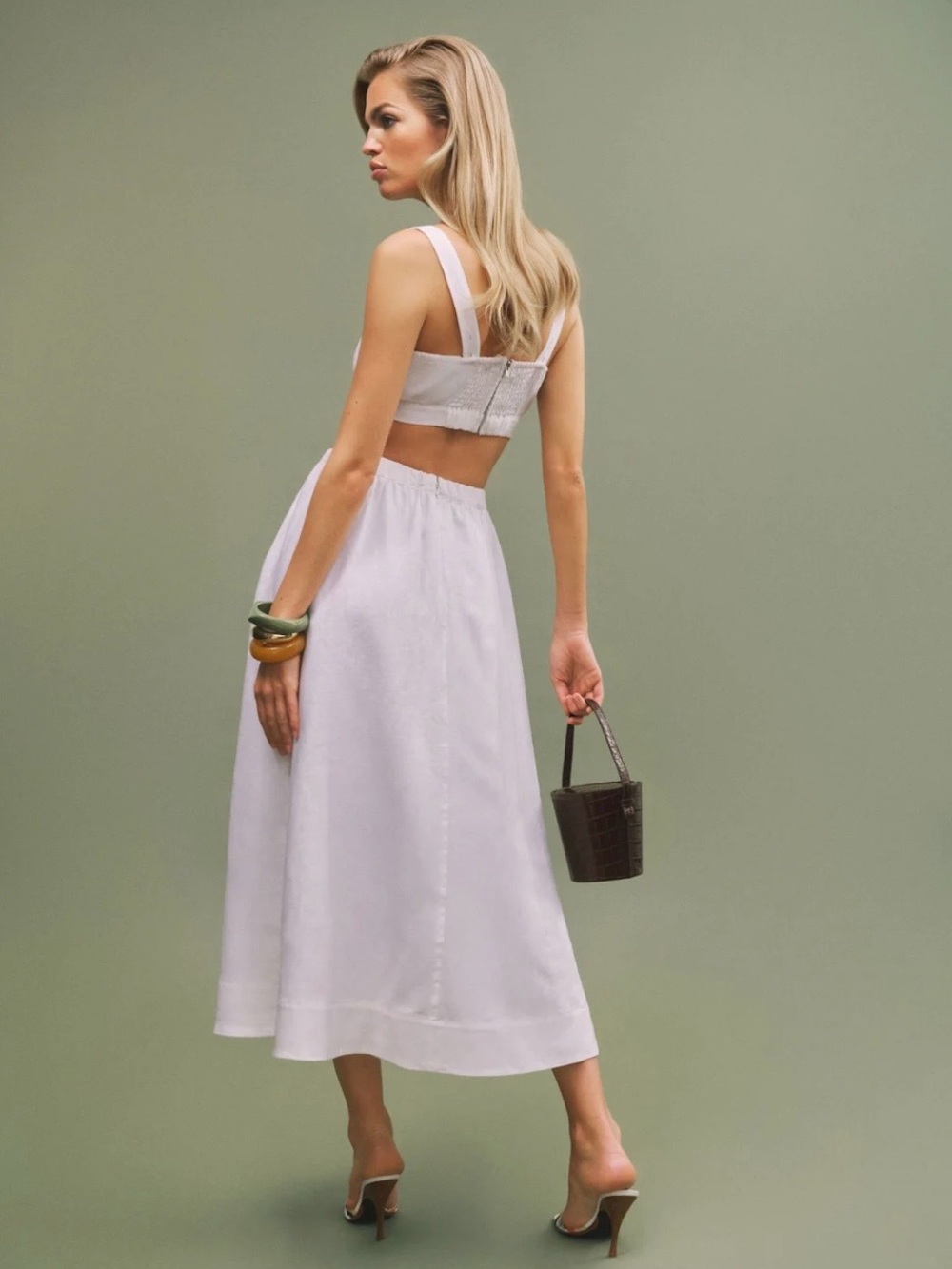 Reformation Shannon Linen Two Piece Ivory - Size 2 - Picture 6 of 11